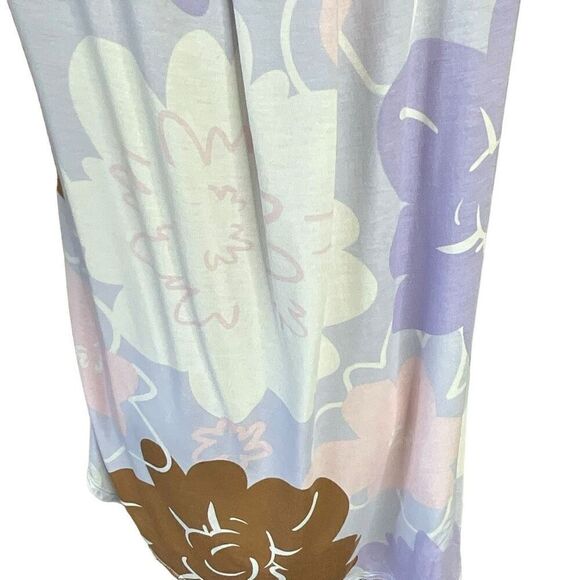 Alfani Womens Size Large Pullover Top Blue Brown Floral Print Short Sleeve - Picture 7 of 14